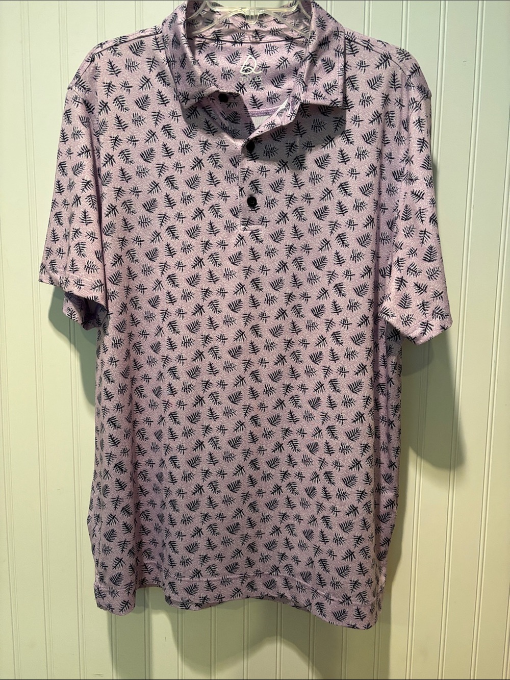 DEOLAX Men's Purple Leaf Patterned Polo Shirt Size Large